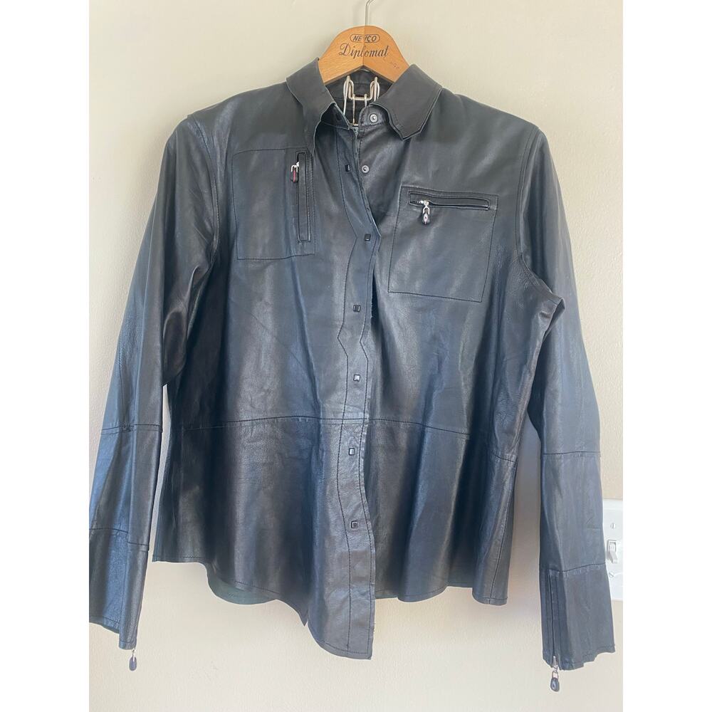 EUC Jamie Sadock Black Golf Shirt Jacket Buttery Soft Lightweight Asymmetrical L